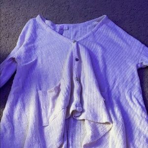 White buttoned long sleeve sweater